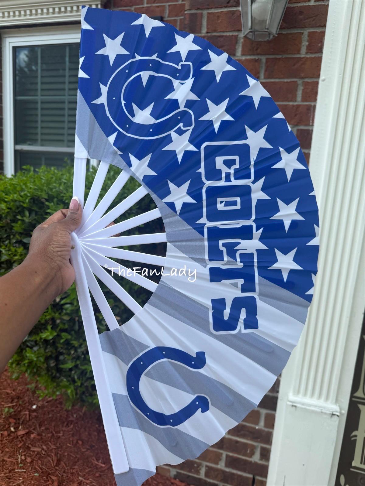 Indianapolis Colts Folding Hand Fan: Blue Star Design, Loud Clack Accessory