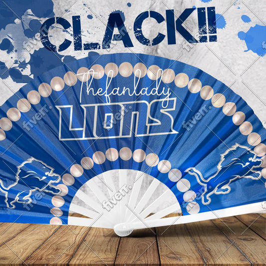 Detroit Lions Clack Fan: Game Day Accessory with Pearl Trim