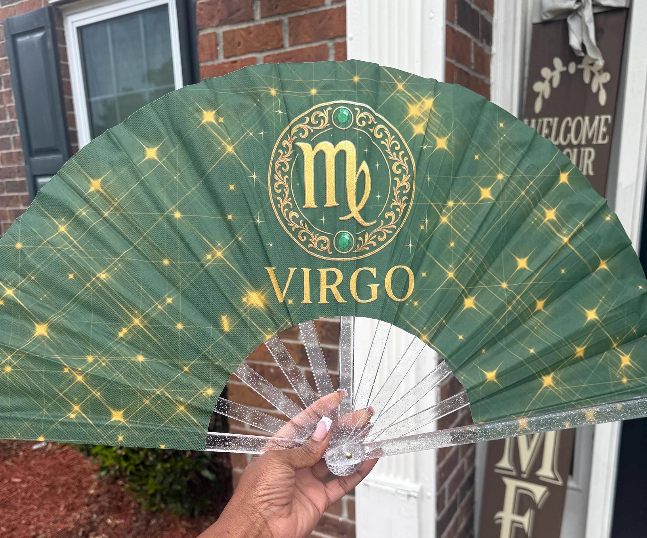 Virgo Zodiac Folding Fan โ Clacking Hand Fan
