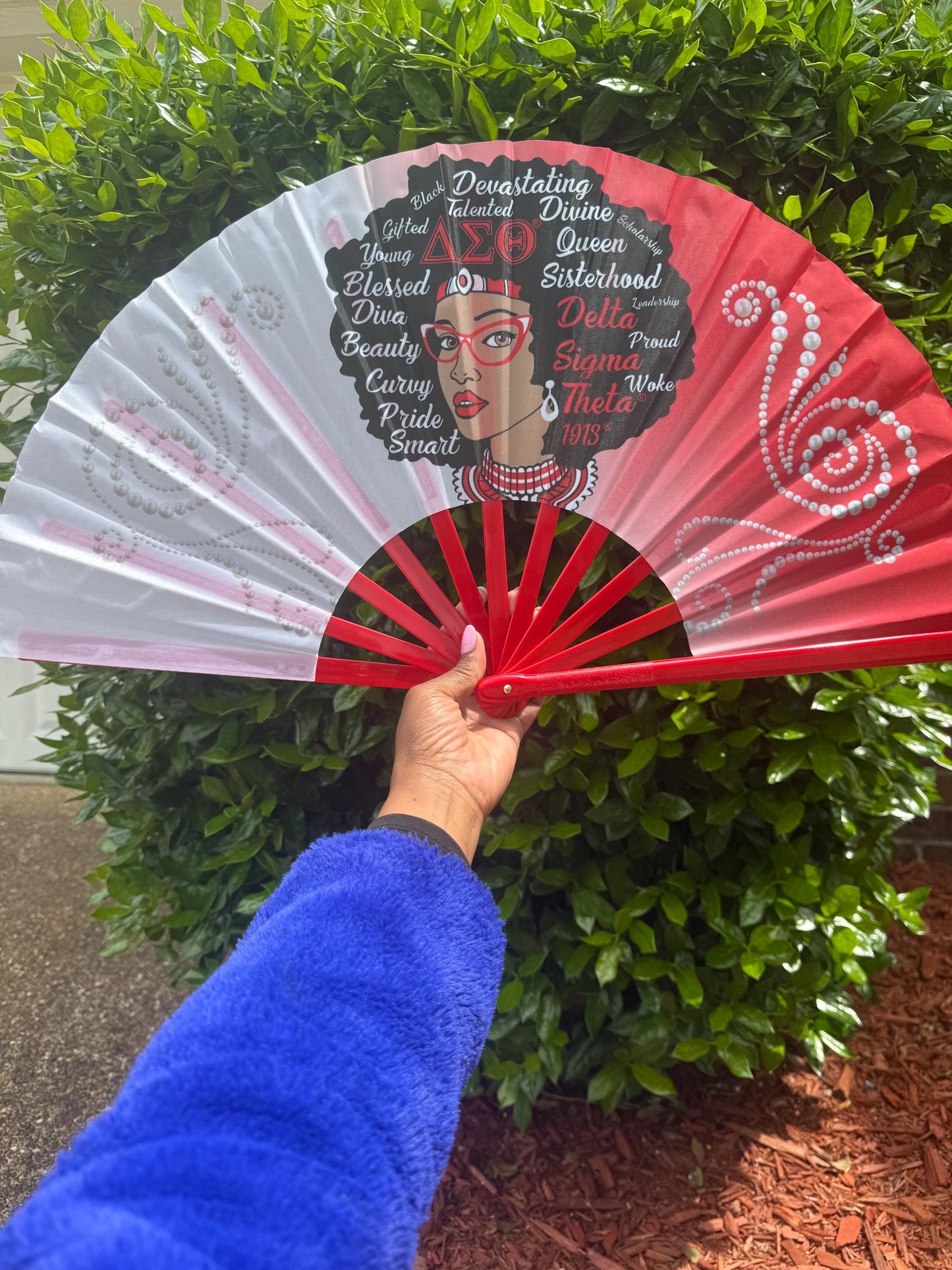 Delta Sigma Theta Folding Fan: Red & White Sorority Gift