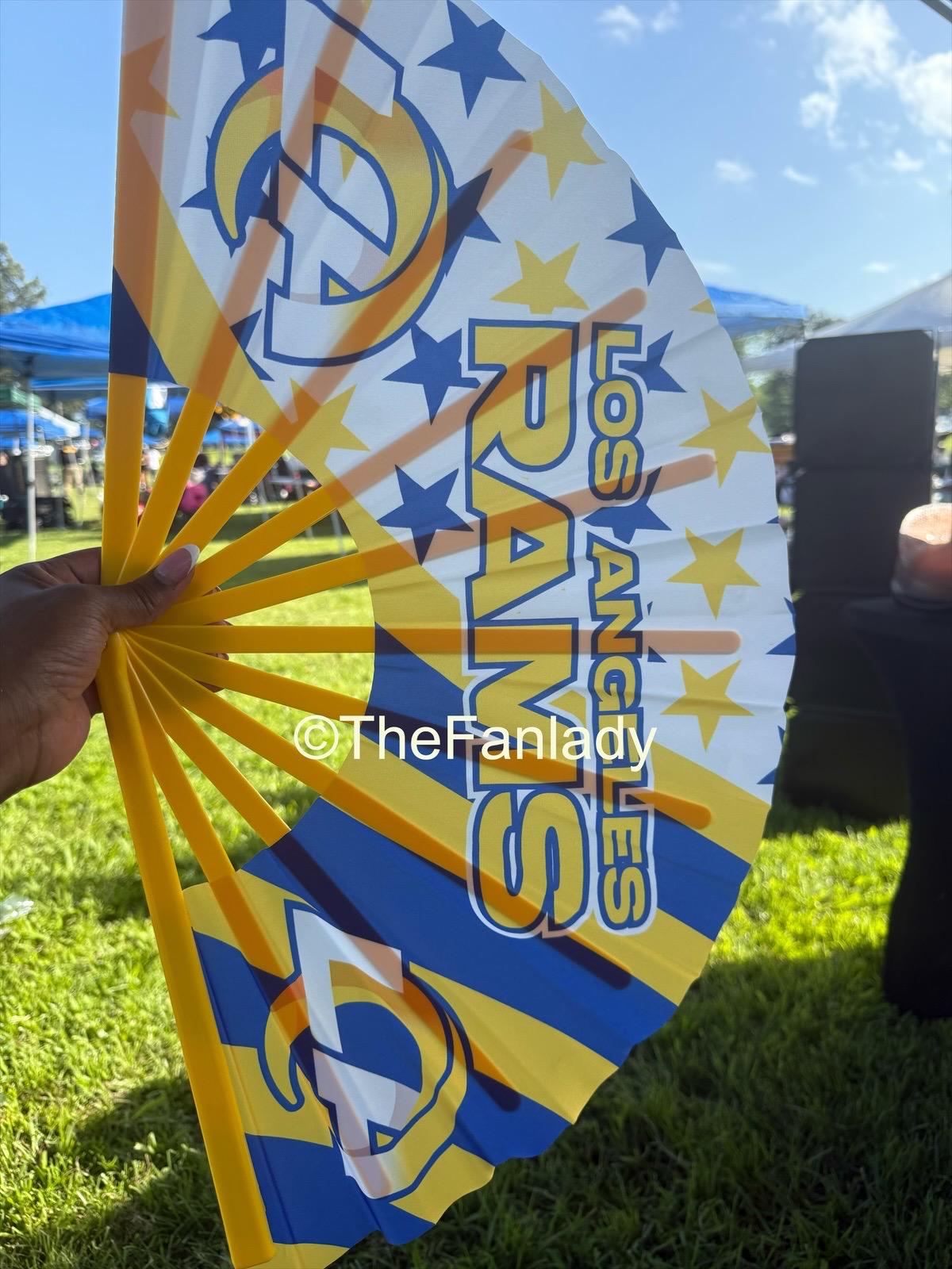 Los Angeles Rams CLACK Fan with Bold Stars Design