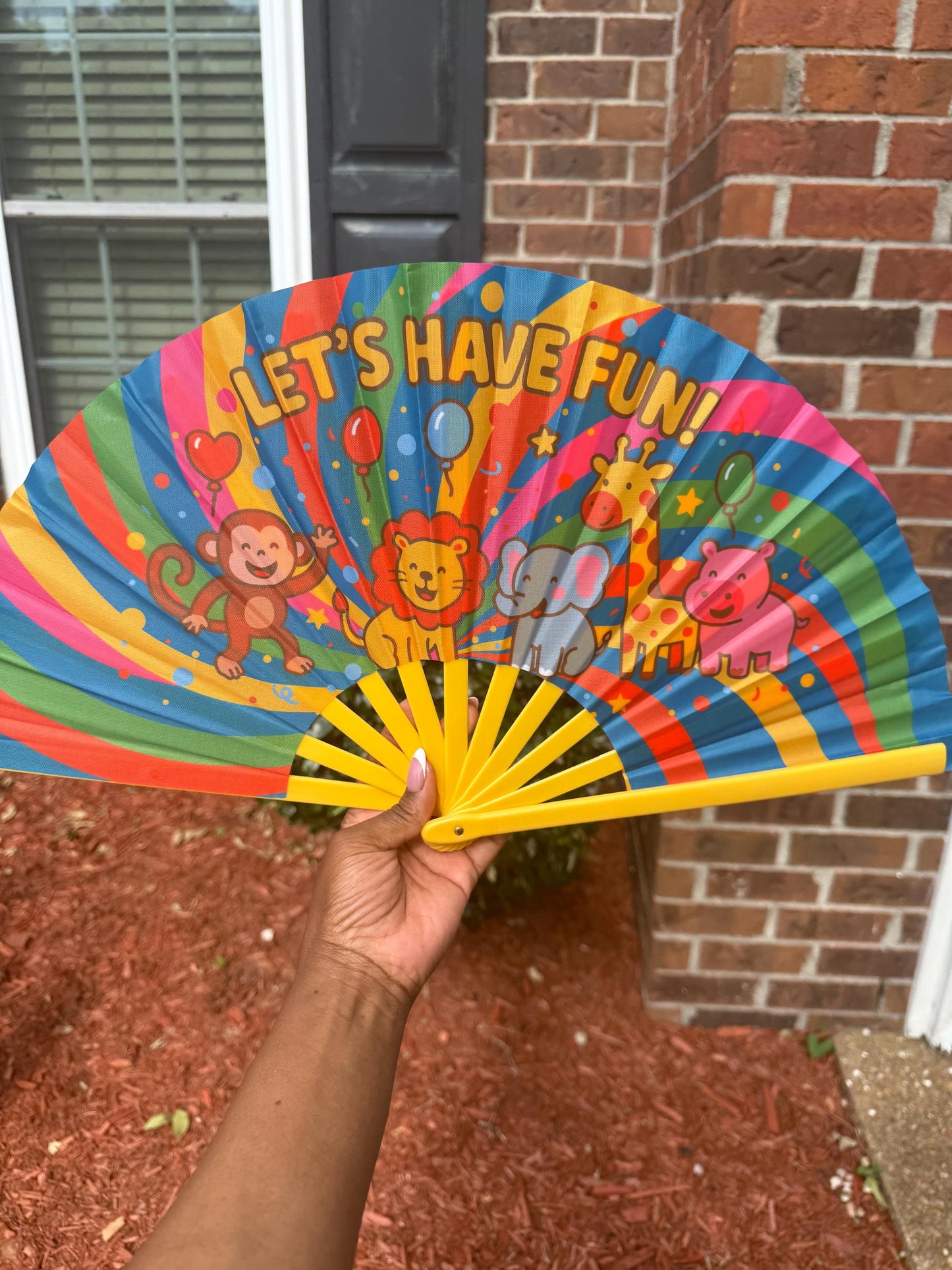 Animal Folding Party Fan: Rainbow Jungle Theme Birthday Favor