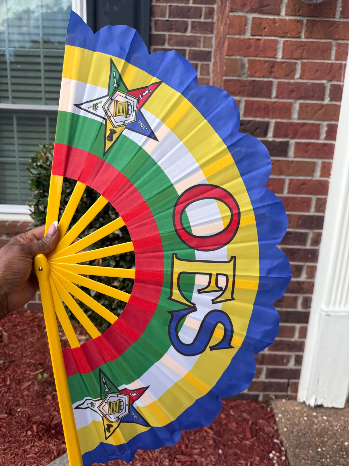 Eastern Star Hand Fan - Handheld Folding Fan, OES Sorority Clack Fan, White Hand Fan, Star Symbols Hand Fan, Masonic Eastern Star Fan
