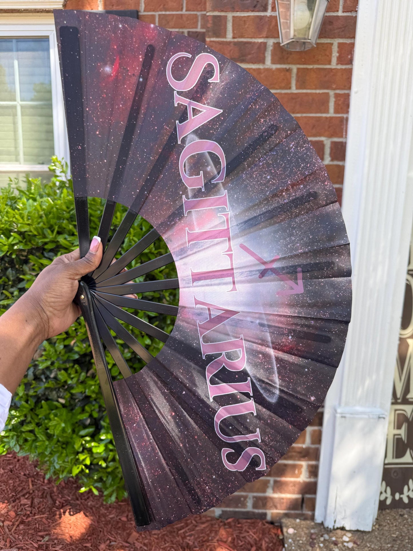 Sagittarius Zodiac Fan: Red & Black Astrology Folding Hand Fan