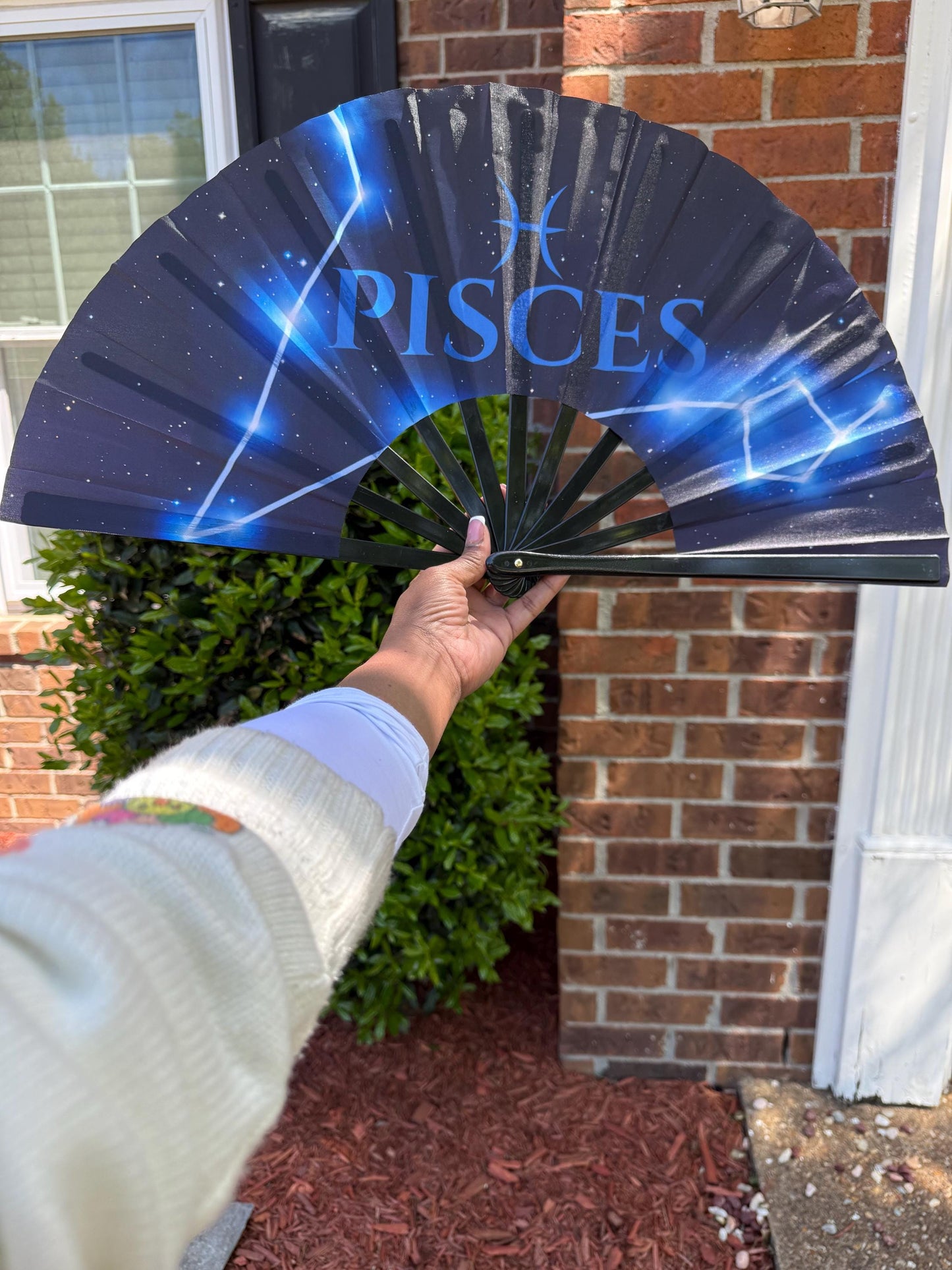 Pisces Zodiac Folding Fan: Starry Celestial Clacking Hand Fan