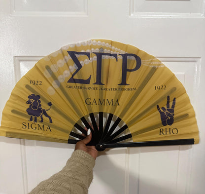 Sigma Gamma Rho Hand Clack Fan – Since 1922 | SGRho Folding Fan | Sorority Greek Paraphernalia