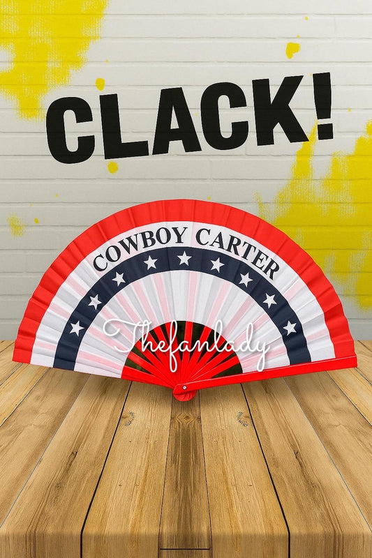 Cowboy Carter folding Clack Fan- Double Sided!