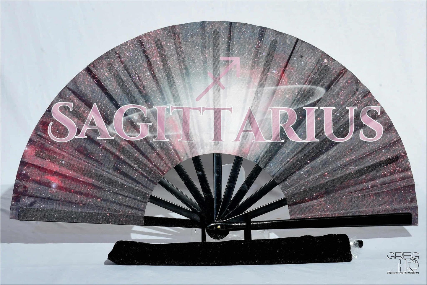 Sagittarius Zodiac Fan: Red & Black Astrology Folding Hand Fan