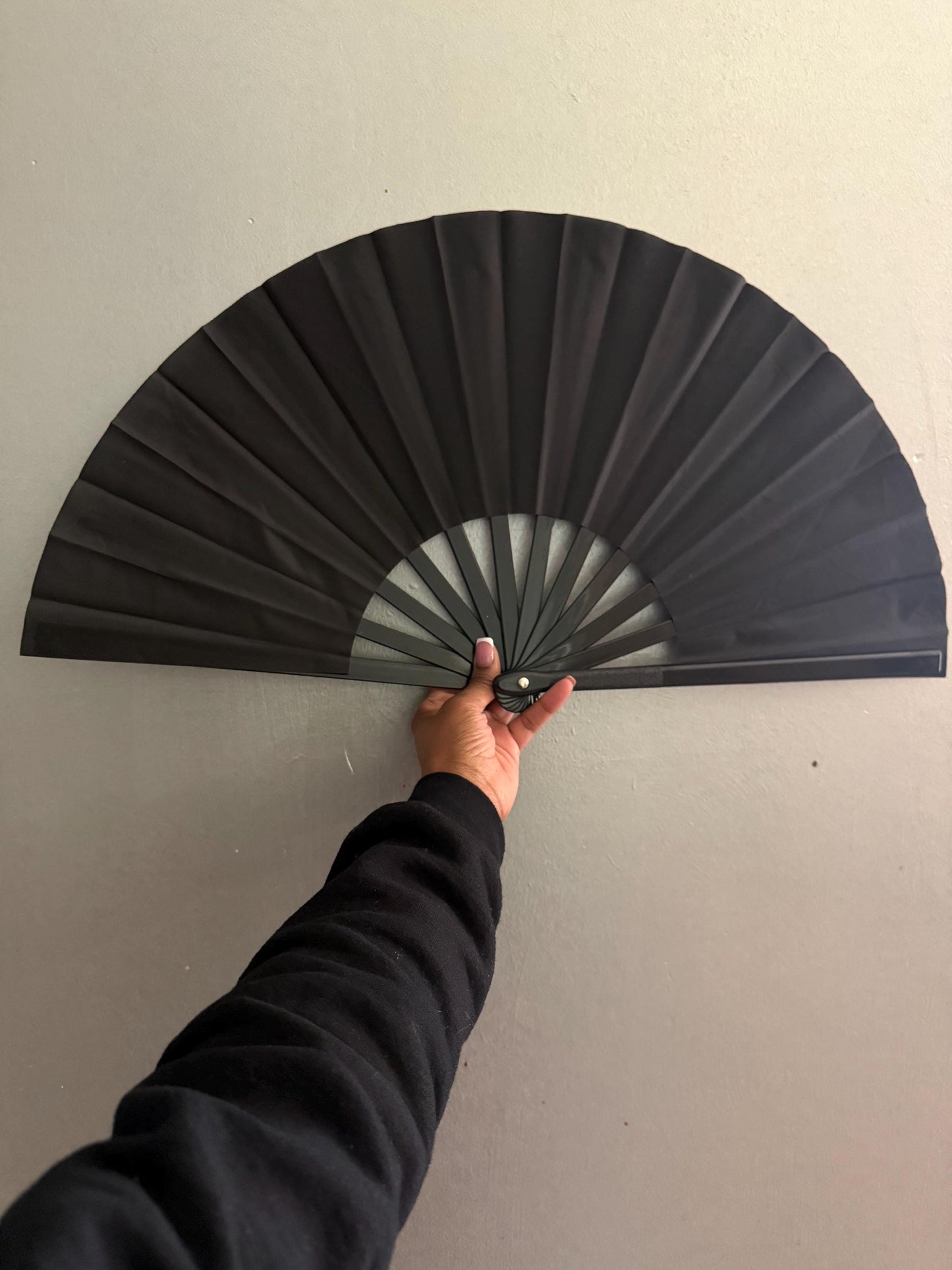 Boots On Ground Line Dancing Hand Fan - Black Clack Fan, Solid Color Hand Fan, Decorative Hand Fan, Festival Folding Fan