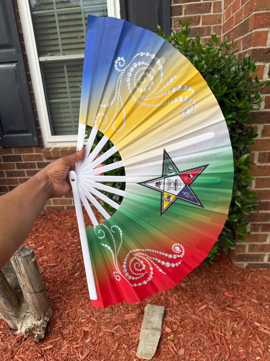 OES Rhinestone Hand Fan: Eastern Star Sorority Clack Fan