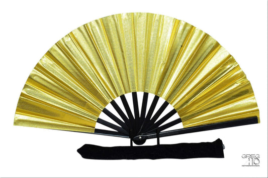 Oversized Gold Folding Clack Fan: Line Dancing, Cosplay, Events