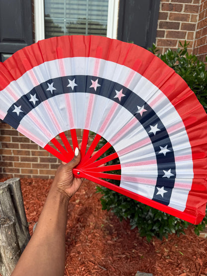 American Flag Red White and Blue Oversized Folding Fan with Stars, Beyoncé concert fan