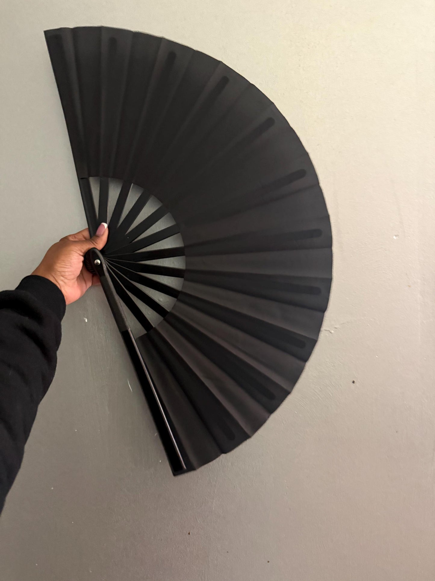 Boots On Ground Line Dancing Hand Fan - Black Clack Fan, Solid Color Hand Fan, Decorative Hand Fan, Festival Folding Fan