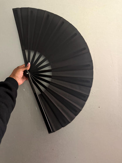 Boots On Ground Line Dancing Hand Fan - Black Clack Fan, Solid Color Hand Fan, Decorative Hand Fan, Festival Folding Fan