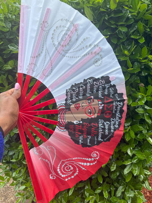Delta Sigma Theta Folding Fan: Red & White Sorority Gift
