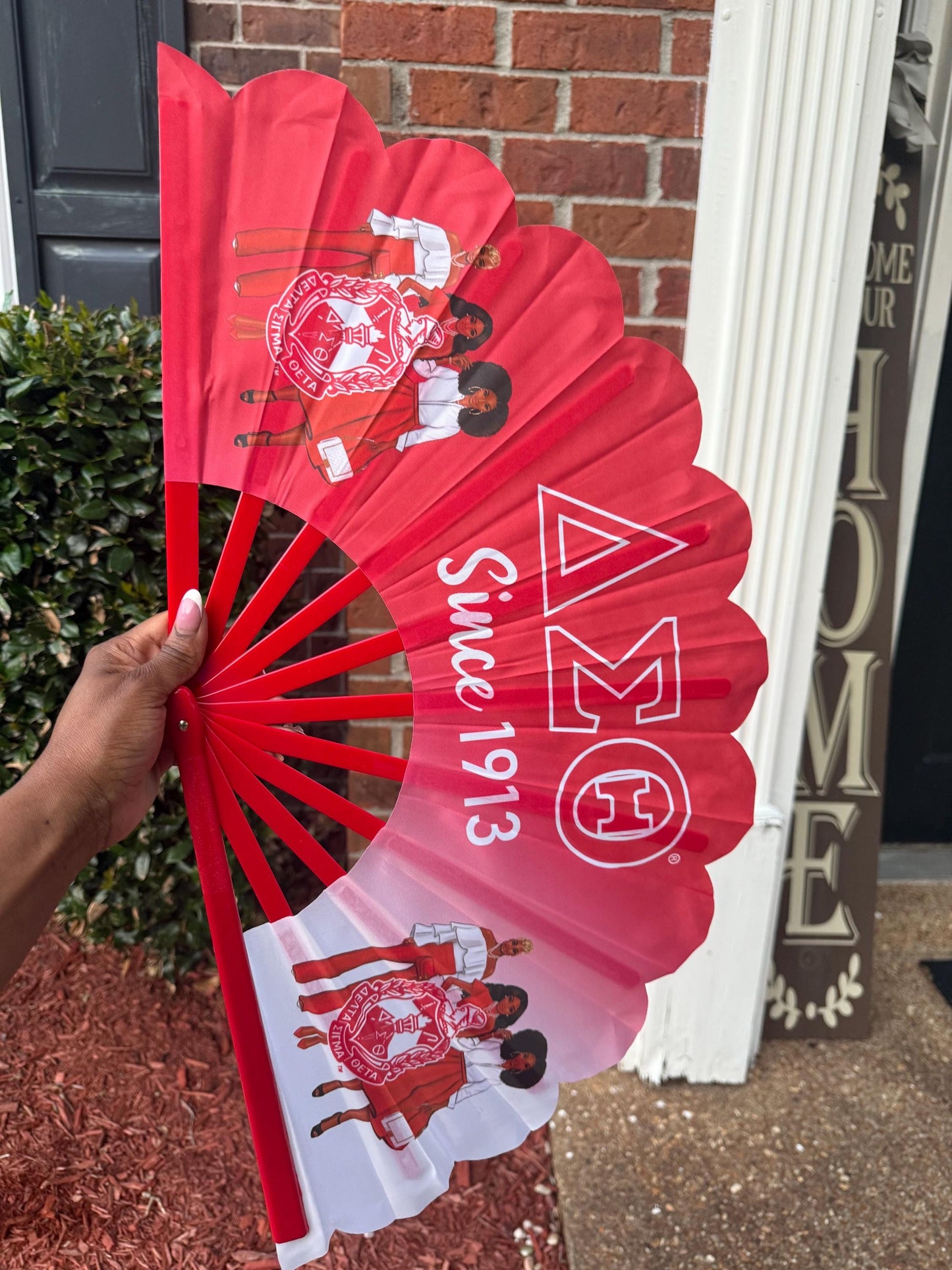 Delta Sigma Theta Folding Hand Fan Red and White Greek Sorority Fan Since 1913 Divine Nine Gift
