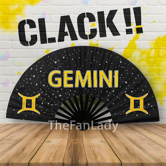 Gemini Zodiac Hand Fan: Celestial Folding Fan, Astrology Gift
