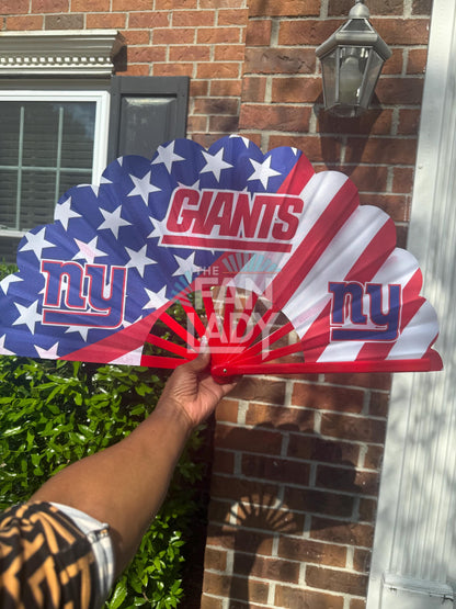 Giants Folding Hand Fan: New York Football Fan Gear with Velvet Bag