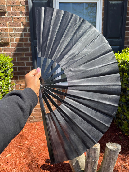 Boots On Ground Line Dancing Hand Fan - Black Clack Fan, Solid Color Hand Fan, Decorative Hand Fan, Festival Folding Fan