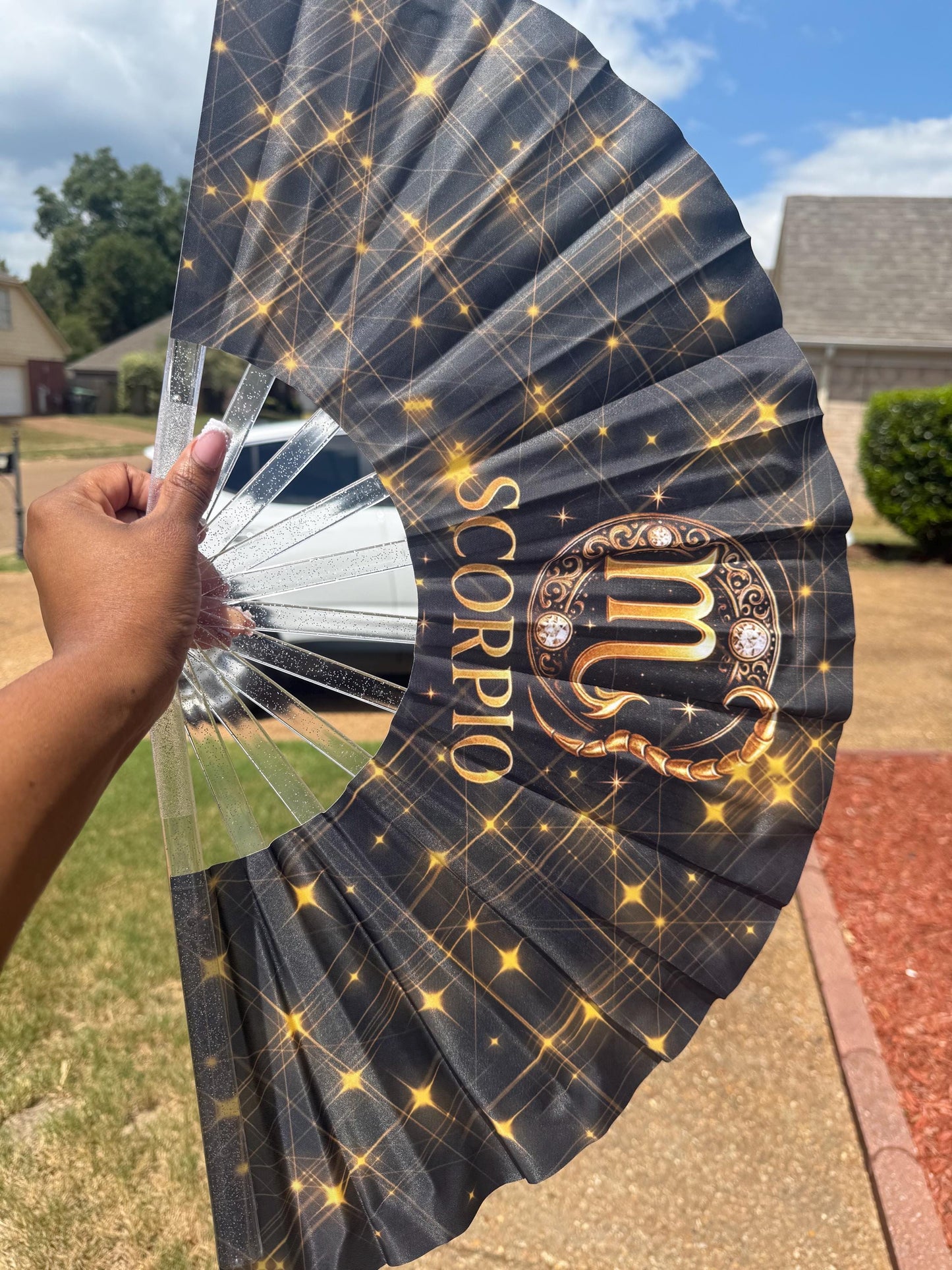 Scorpio Zodiac Hand Fan: Galaxy Astrology Folding Fan