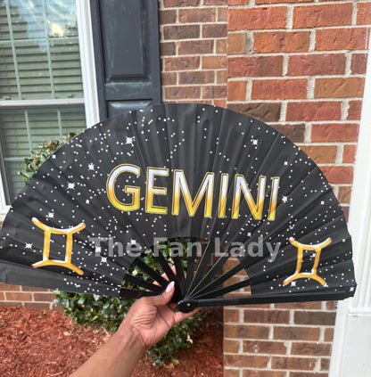 Gemini Zodiac Hand Fan: Celestial Folding Fan, Astrology Gift