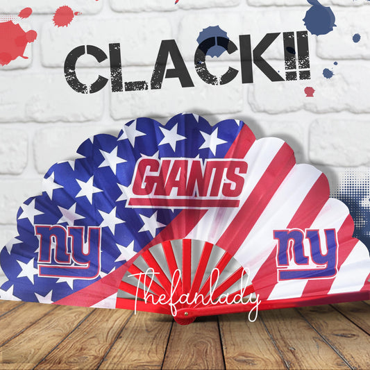 Giants Folding Hand Fan: New York Football Fan Gear with Velvet Bag