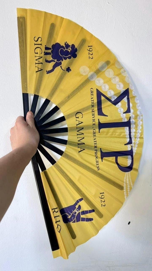 Sigma Gamma Rho Hand Clack Fan – Since 1922 | SGRho Folding Fan | Sorority Greek Paraphernalia