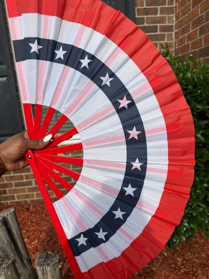 American Flag Red White and Blue Oversized Folding Fan with Stars, Beyoncé concert fan
