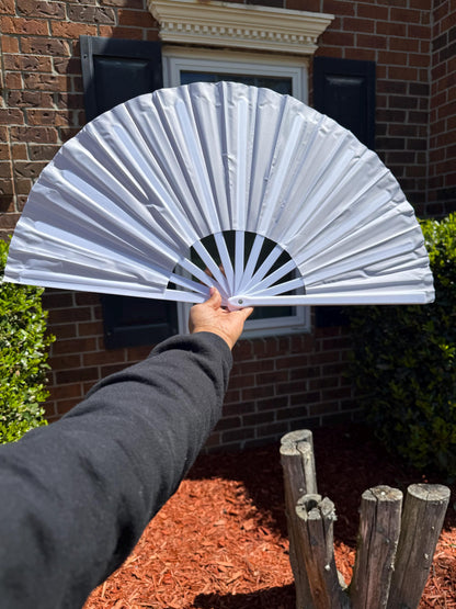White Clack Hand Fan: Line Dancing Festival Folding Fan