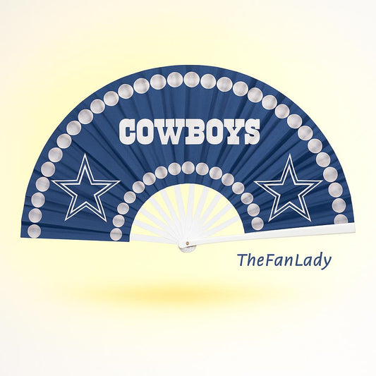 Dallas Cowboys Hand Fan: Clacking Team Pride with Velvet Bag