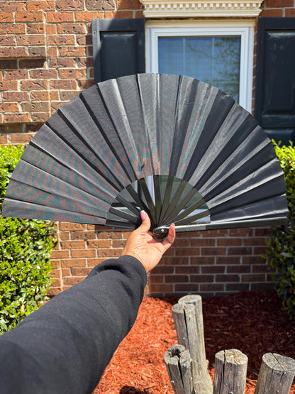 Boots On Ground Line Dancing Hand Fan - Black Clack Fan, Solid Color Hand Fan, Decorative Hand Fan, Festival Folding Fan