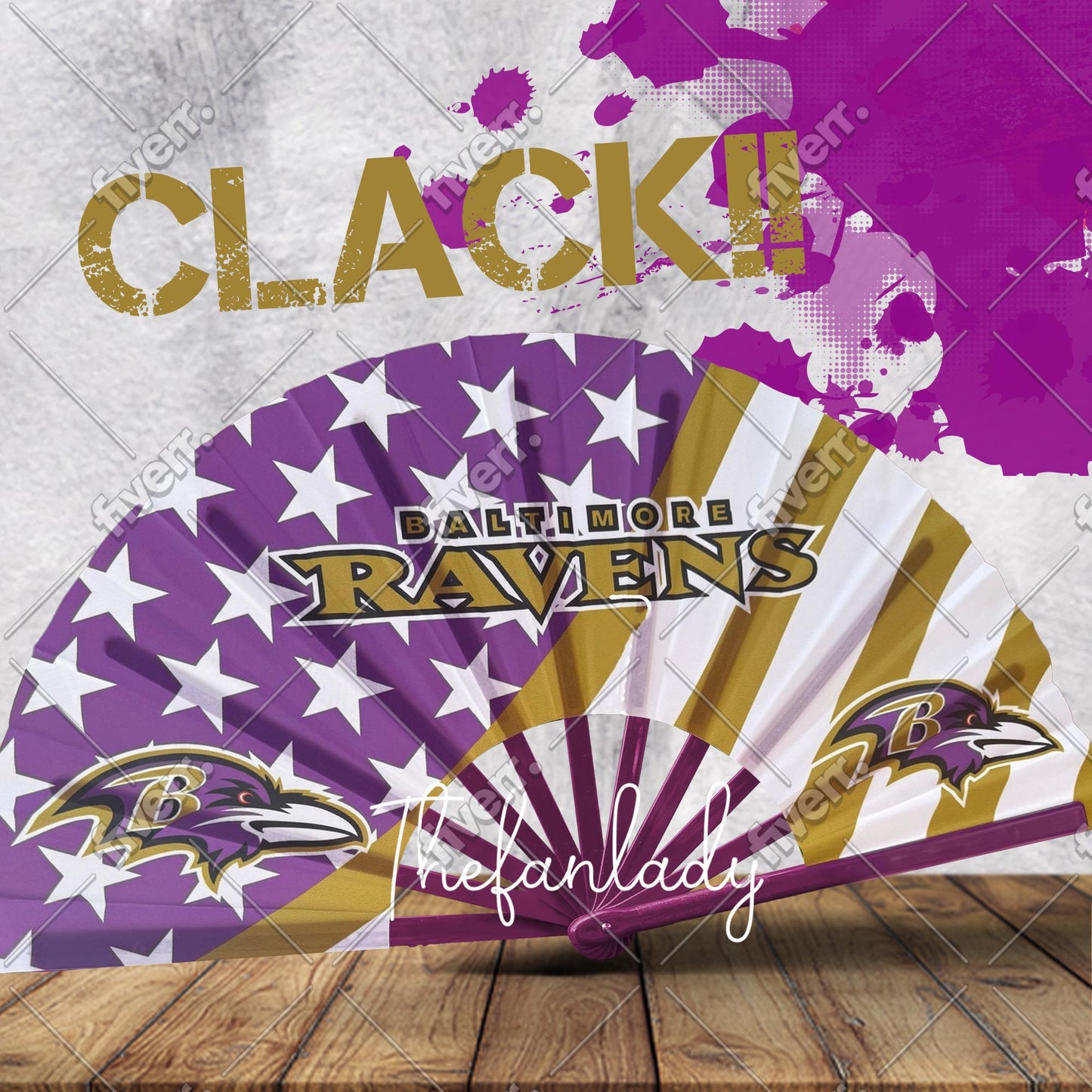 Baltimore Ravens Folding Clack Fan: NFL Game Day Accessory