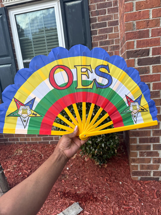 Eastern Star Hand Fan - Handheld Folding Fan, OES Sorority Clack Fan, White Hand Fan, Star Symbols Hand Fan, Masonic Eastern Star Fan