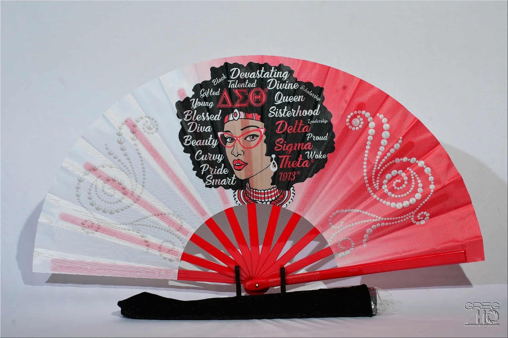 Delta Sigma Theta Folding Fan: Red & White Sorority Gift