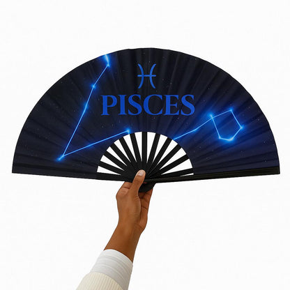 Pisces Zodiac Folding Fan: Starry Celestial Clacking Hand Fan