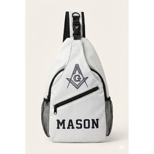 Masonic Crossbody Sling Bag - White Freemason Shoulder Bag