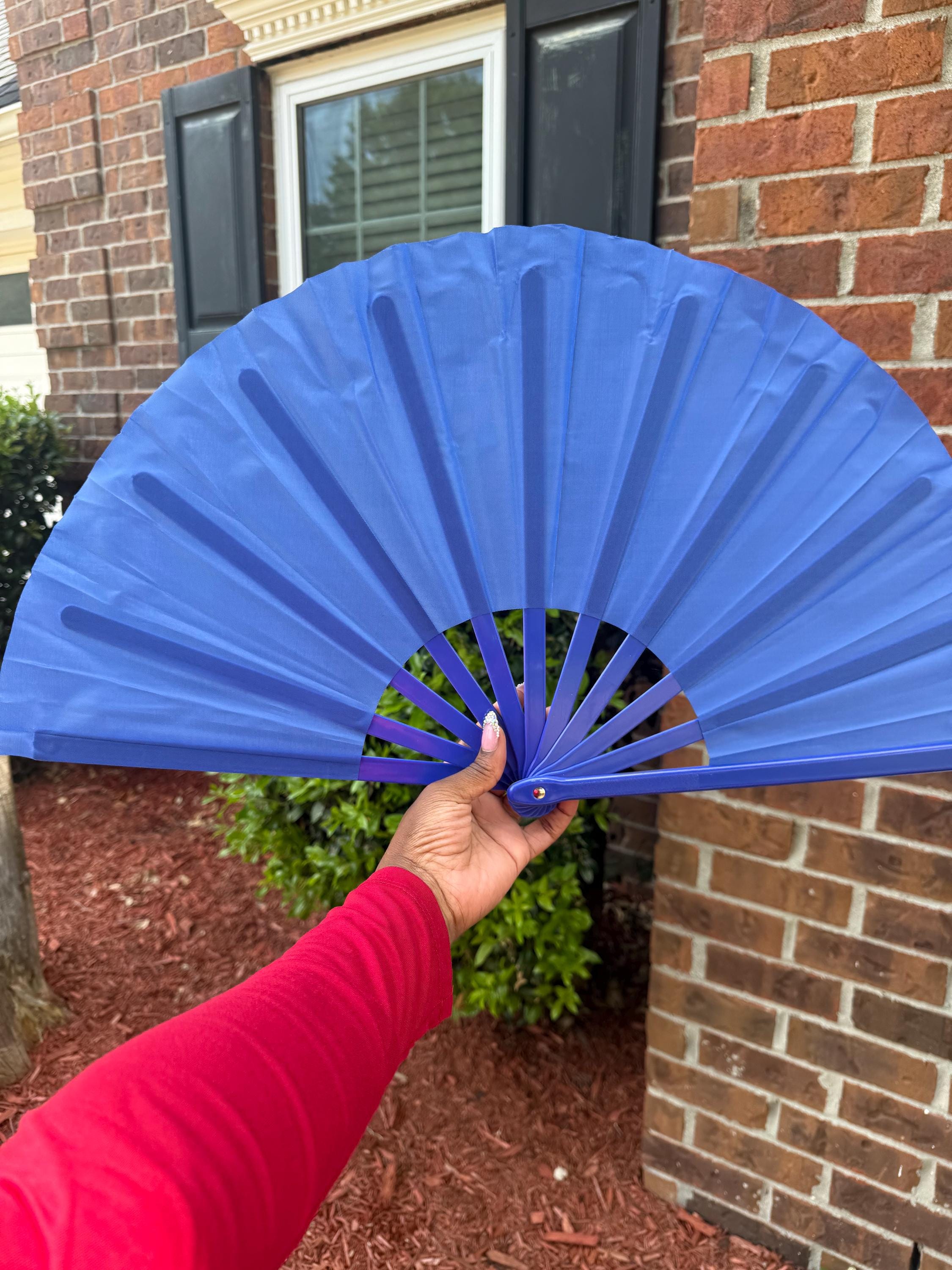 Blue Clack Hand Fan: Line Dancing Festival Folding Fan