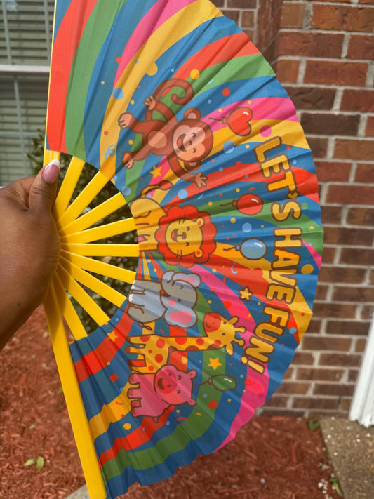 Animal Folding Party Fan: Rainbow Jungle Theme Birthday Favor