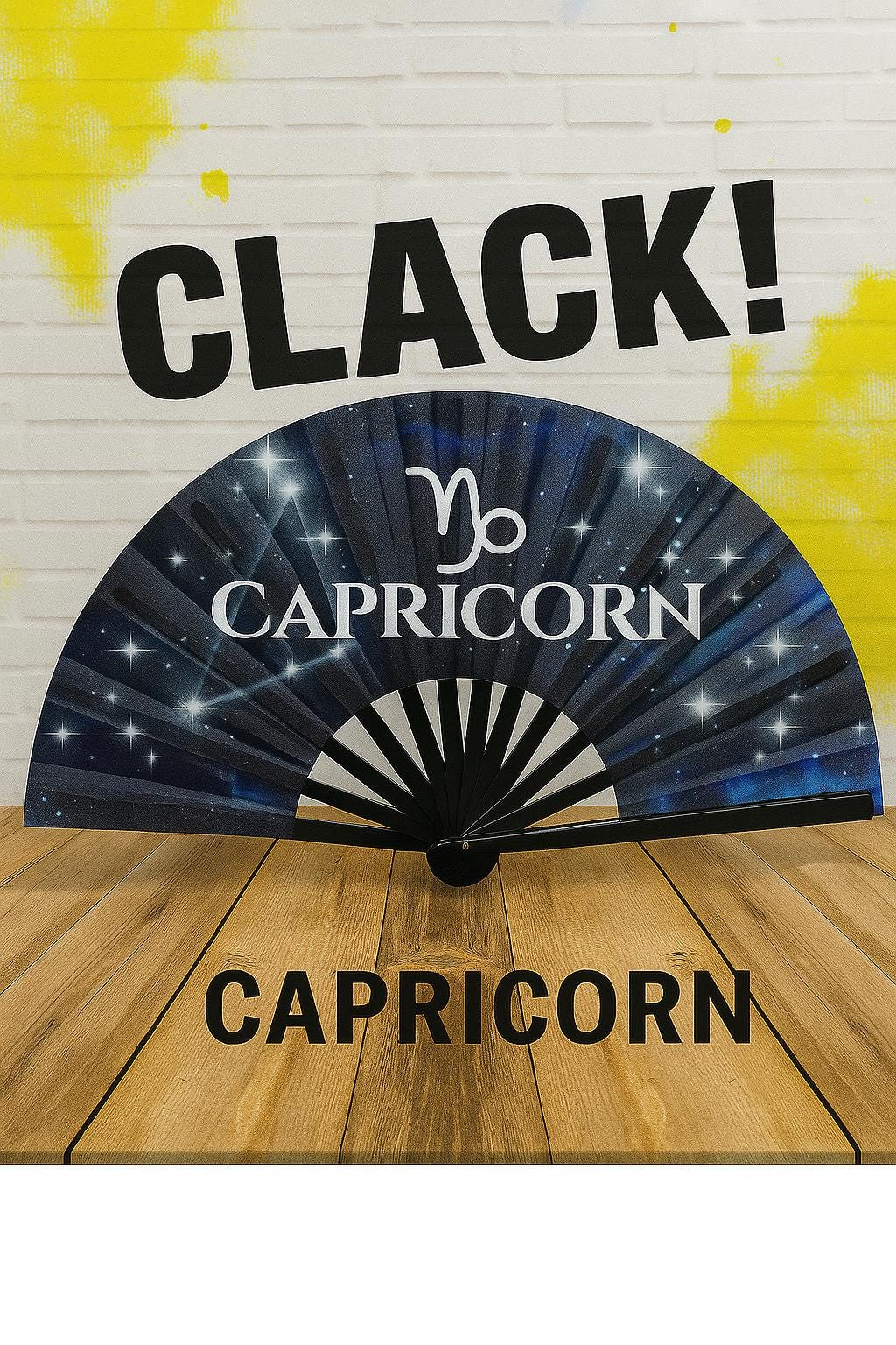Capricorn Zodiac Hand Fan: Navy Celestial Astrology Folding Fan