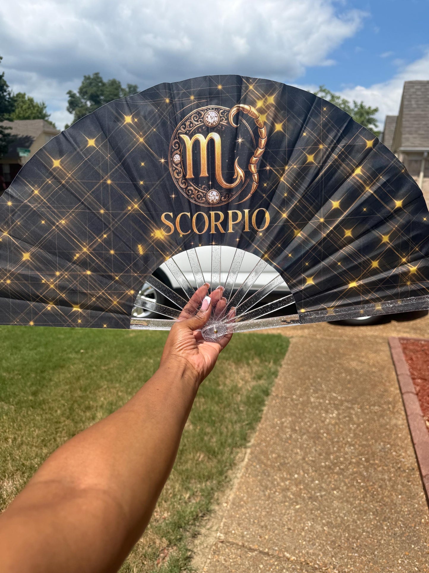 Scorpio Zodiac Hand Fan: Galaxy Astrology Folding Fan