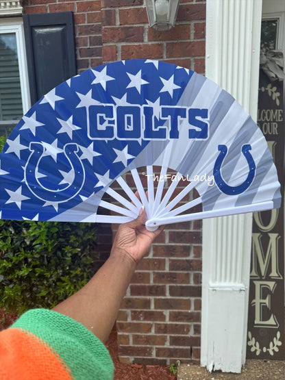 Indianapolis Colts Folding Hand Fan: Blue Star Design, Loud Clack Accessory