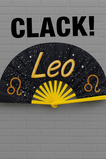Leo Zodiac Folding Fan: Starry Cosmic Hand Fan with Velvet Bag