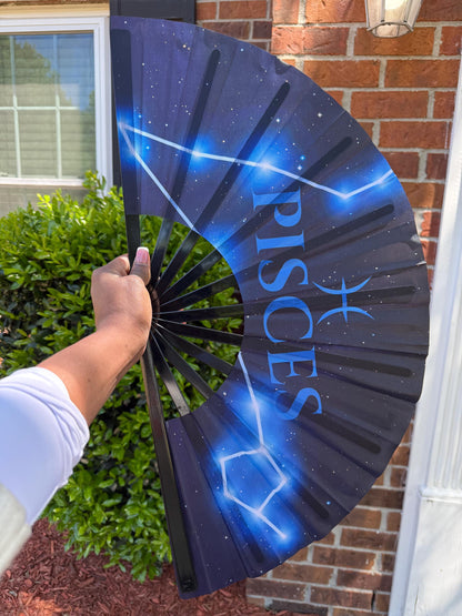 Pisces Zodiac Folding Fan: Starry Celestial Clacking Hand Fan