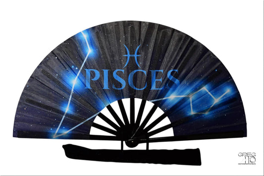 Pisces Zodiac Folding Fan: Starry Celestial Clacking Hand Fan