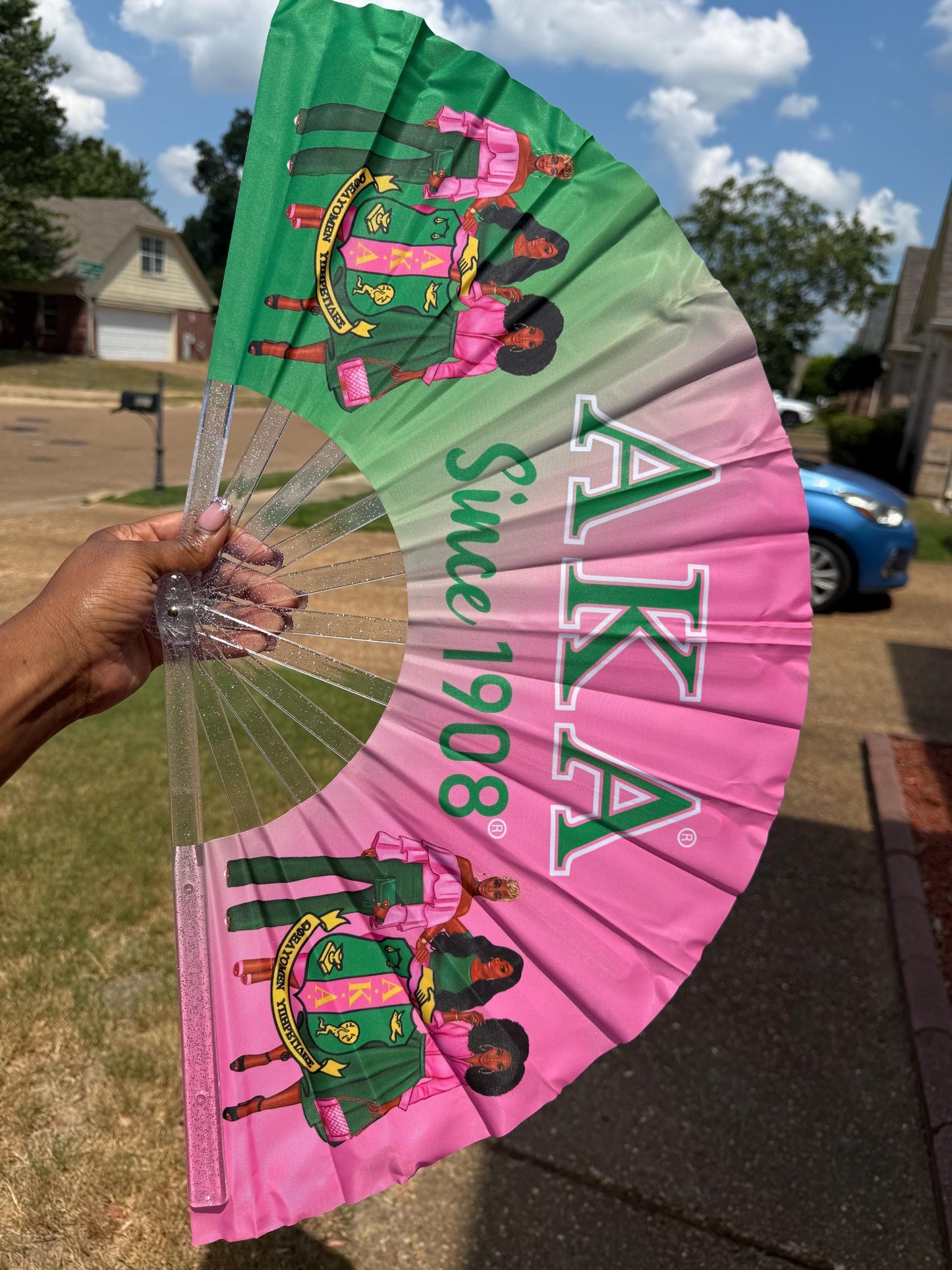 AKA Handheld Folding Fan Sorority Clack Fan