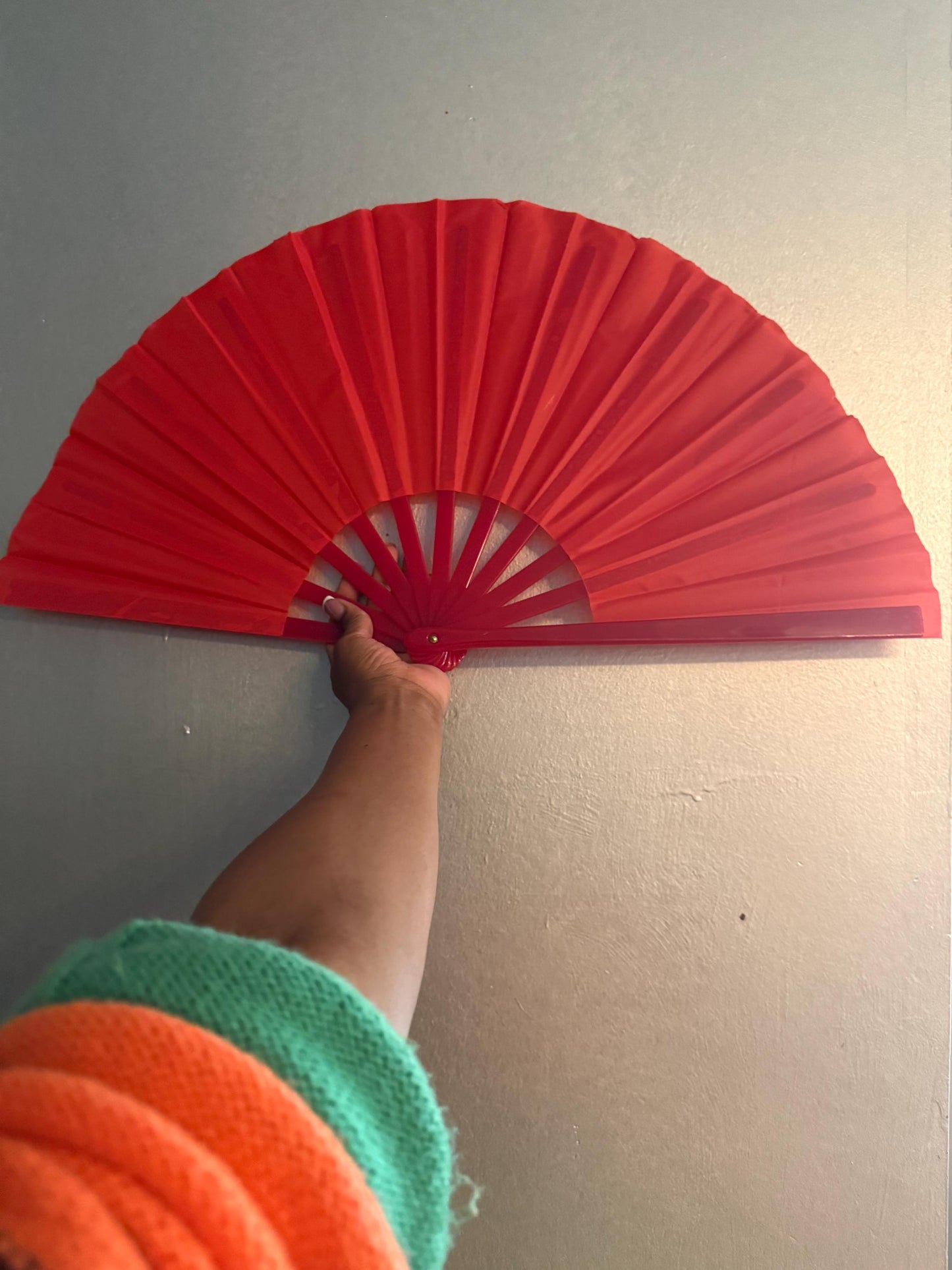 Red Clack Hand Fan: Line Dancing Festival Folding Fan