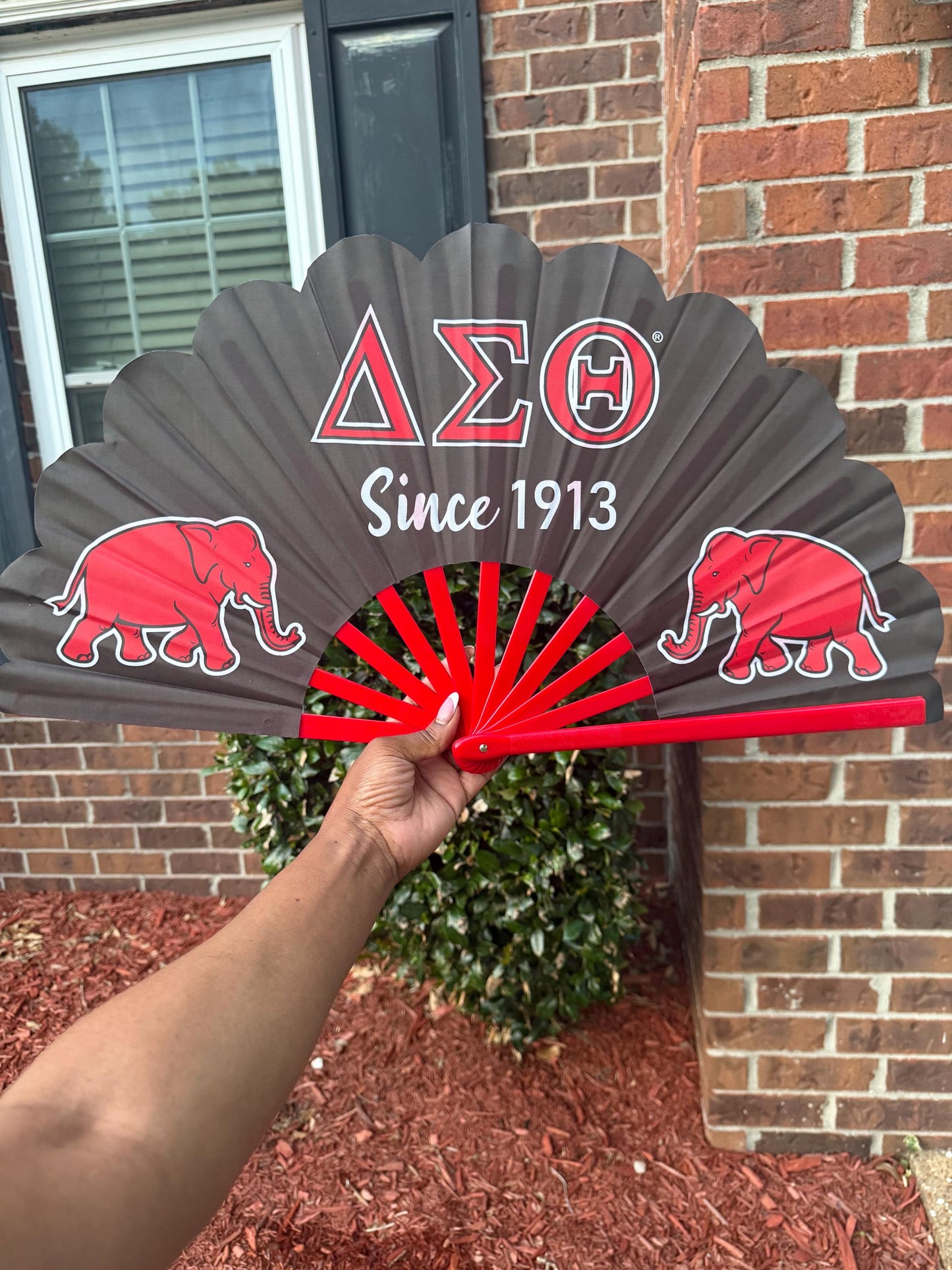 Delta Sigma Theta Sorority Folding Hand Fan – 1913 Greek Life Fan with Elephant