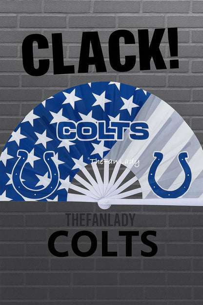 Indianapolis Colts Folding Hand Fan: Blue Star Design, Loud Clack Accessory