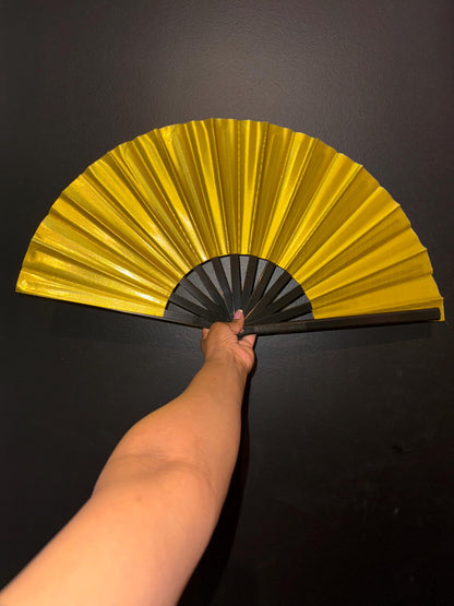 Oversized Gold Folding Clack Fan: Line Dancing, Cosplay, Events