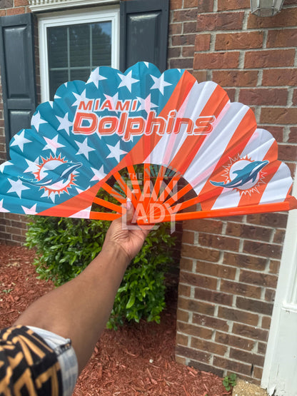 Miami Dolphins Folding Fan: Aqua & Orange NFL Game Day Accessory